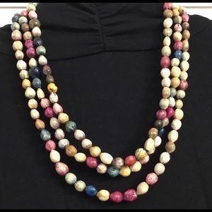 Vintage Earth tone Colors Beaded Long Necklace.